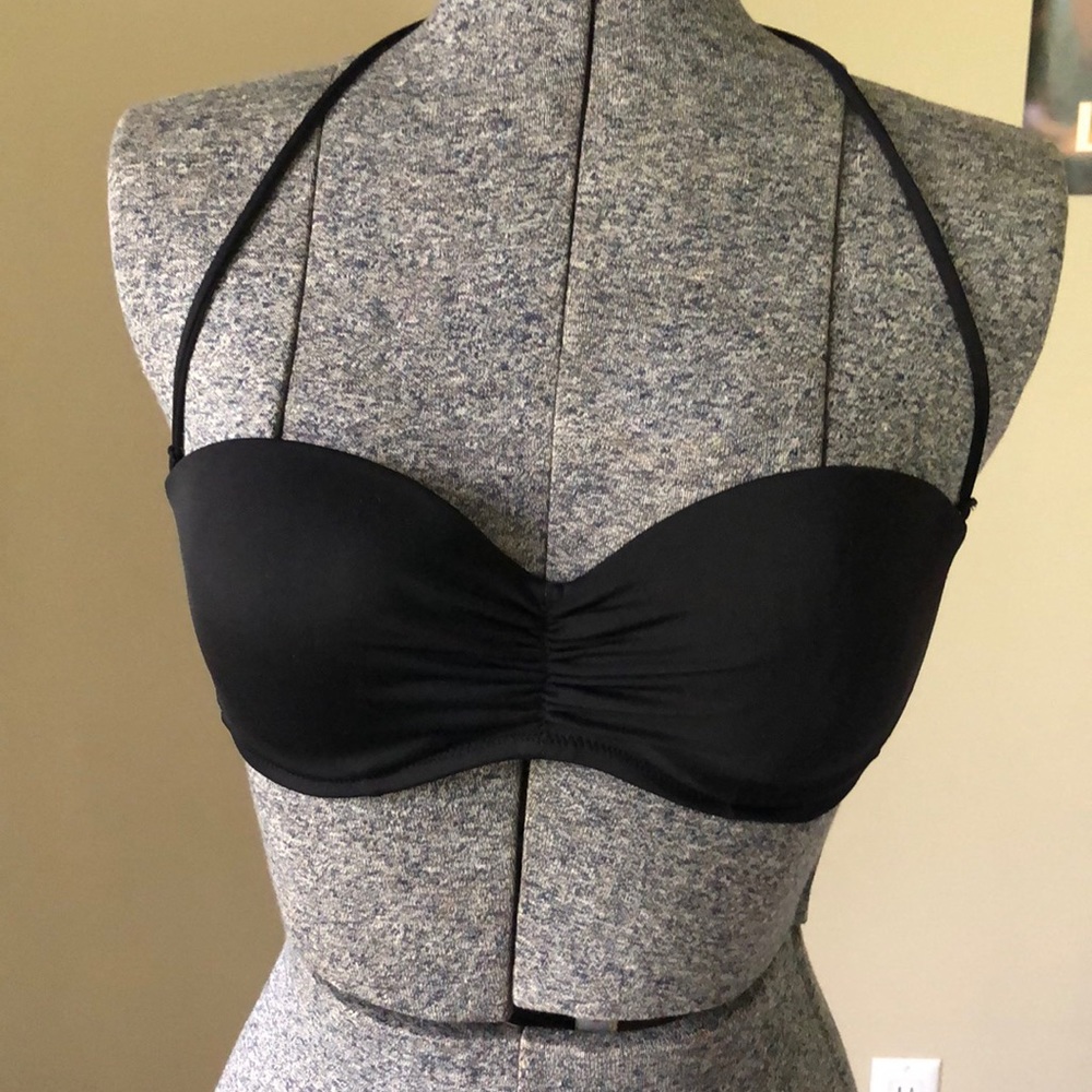 Black Bandeau Bikini Top with Removable Straps